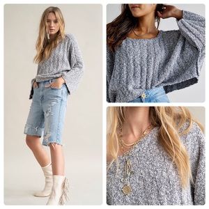 Free People Good Day Knit Pullover Charcoal XS NWT